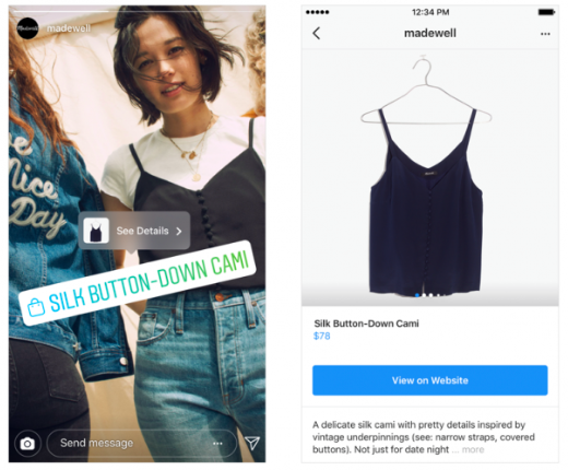 В Instagram Stories появился функционал покупок